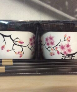Cherry Flower Bowls Set with 2 pairs of chopsticks