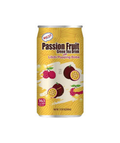 Green Tea Drink Passion Fruit With Lychee Popping Boba Rico 340ml