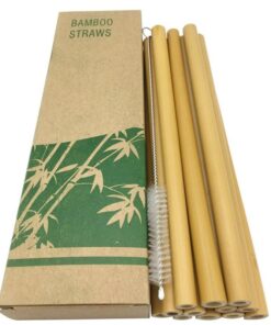 Natural Bamboo Straws + 1 cleaning brush 8pcs Tian Hu Shan