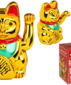 Golden Waving Lucky Cat Maneki Neko 20 cm